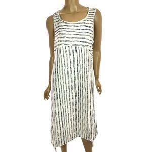 Misslook Size S Midi Dress White/Black Sleeveless Asymmetric Hem Cotton Blend